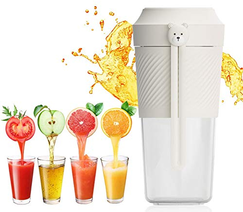 LRBBHJBB Licuadora Portátil USB Recargable,Batidora de Vaso Individual Extractor de Zumos,Mini Portable Blender Juicer,7.4V 400ml Conveniencia/blanco / 400ml