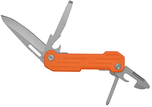 Camillus Unisex – Erwachsene Pocket Block Taschenmesser, 6,4 cm Klinge, 420 Stahl, 5 Funktionen, Dosenöffner, Flaschenöffner, Schraubendreher, Titanium Bonded, orange, 19652, 15,9cm