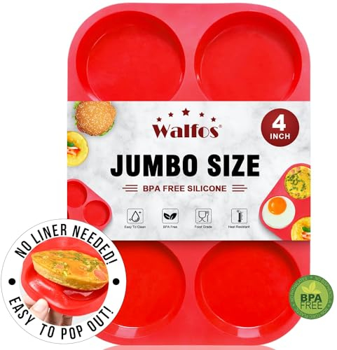 Walfos Premium Silicone Yorkshire Pudding Tray, Non-Stick Muffin Top Baking Pan, Prefect for Baking Cake and Corn Bread, Muffin Top and More, Food Grade and BPA Free