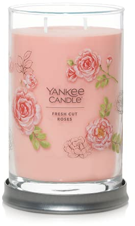 Yankee Candle Fresh Cut Roses Scented, Signature 20oz Large Tumbler 2-Wick Candle, Over 60 Hours of Burn Time