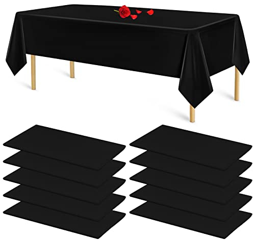 10 Packungen Tischdecke Schwarz Tischdecke Einweg Tischdecke Plastik Papiertischdecke Tischdecke Rechteckig für Hochzeitsdeko, Geburtstagsfeier, Babypartys, Empfang,Hochzeitsdeko Tisch