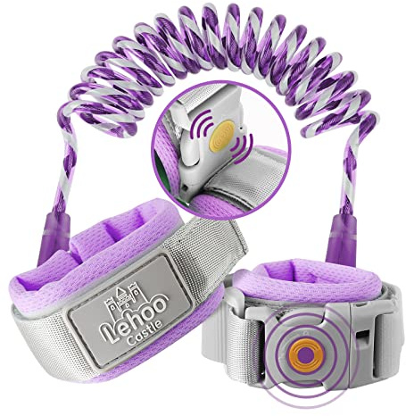 Lehoo Castle Correa para Niños Antiperdida, Arnés de Seguridad para Niños con Bloqueo de Inducción, Correa de Seguridad para Niños, Anti muñeca perdida enlace para niños(Morado)
