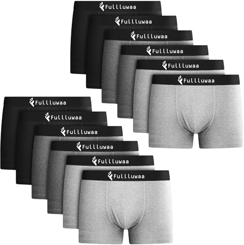 Fullluwaa Boxershorts för män, 12-pack – business män, retroshorts, män, bomullsunderkläder, mjuk och perfekt passform (utan skrapande lapp), 6 färger (12)