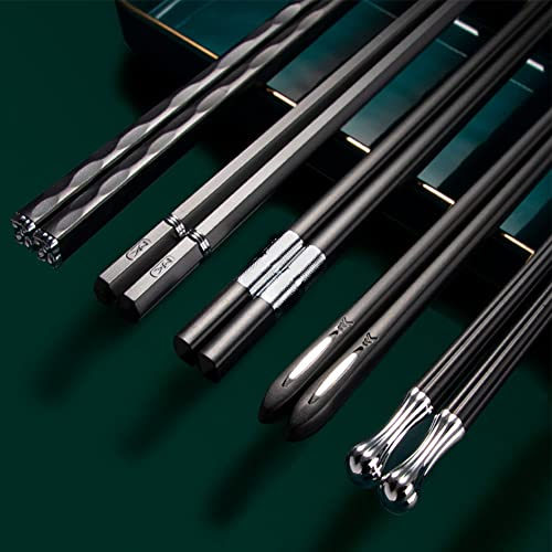 MZSX Set di Bacchette, Bacchette, High-end professionale Antiscivolo, riutilizzabili, bacchette sushi, cinesi giapponese asiatiche