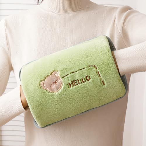 Bolsa de Agua Caliente Eléctrica Ahorra Energía 10 Minutos, Carga 6 horas Caliente,Funda de Piel Suave,Más Cálida Para Manos,Cuerpo,Calentador de Vientre,Alivio del Dolor