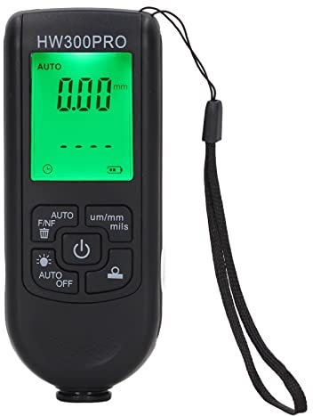 VBESTLIFE Coating Thickness Gauge, Digital Meter for Automotive Paint Thickness Measurement, 1um Resolution Thickness Gauge with Portable Rope, for FE NFE (black)