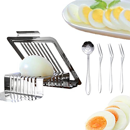 Qiwenr Tagliauova, Taglia Uova Sode, Tagliauova In Acciaio Inox, Multifunzione Tagliauova,Tagliauova a Fette,2 In 1 Tagliauova,Taglierina Per Uova Multifunzionale,Lavabile In Lavastoviglie(25*9*2.5cm)