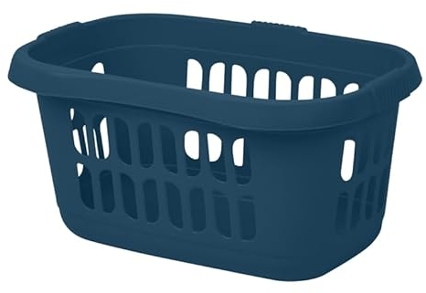 Aurora - Plastic Hipster Laundry Basket Washing Clothes High-Grade Linen Storage Bin Tidy Storage Basket Organizer for Bathroom Laundry Room (Navy)