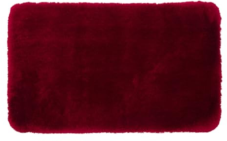 Gözze - Deluxe Badteppich mit extra hohem Flor, 100% Polyester (Mikrofaser), Mit Antirutschbeschichtung, 60 x 100 cm - Bordeaux