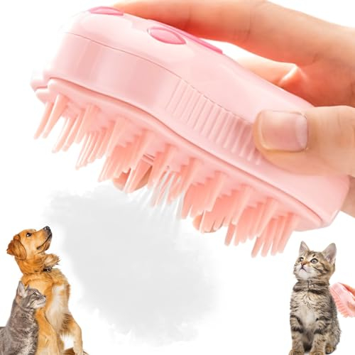 Steamy Cat Brush, 3-in-1-Dampfbürste für Katzen Katzenbürste mit Dampf Hundebürste Haustierbürste Haustier Bürsten Selbstreinigende Zupfbürste, Für Katzen Hunde Massage Selbstreinigung