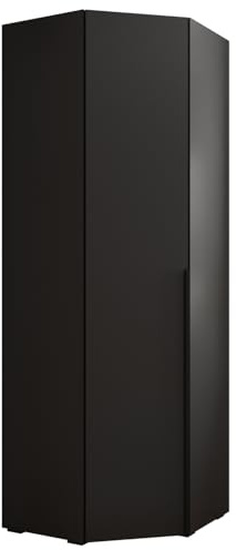 ABIKSMEBLE Inova 1 Armoire d'angle - Penderie avec Etagères et Barres - Meuble de Rangement - pour Chambre à Coucher, Chambre d'Adolescente, Entrée - 236,7x81,7x47cm - Noir, Noir