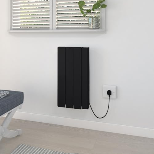 Warmehaus 700W Electric Ceramic Radiator with Smart WIFI Connection, 3 Fins Portable Electric Heater, Daily & Weekly Timer Function,OPen Window Function, Aluminium Free Standing or Wall Mounted Black
