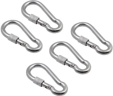 HEXHUASR 5 Pezzi moschettone a Scatto a Molla in Acciaio Inox AISI 304 Multifunzionale con Gancio di bloccaggio a Maglie Rapide con Dado a Vite M5 M6 M7 M8(6X60mm)