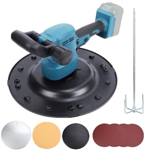 WODHMIEY 1680W Wall Smoothing Machine Compatible with 18V/20V Battery, Cordless Electric Cement Trowel with 6-Speed Adjustment, Mixing Function, Multiple Pads, for Wall Plastering and Polishing