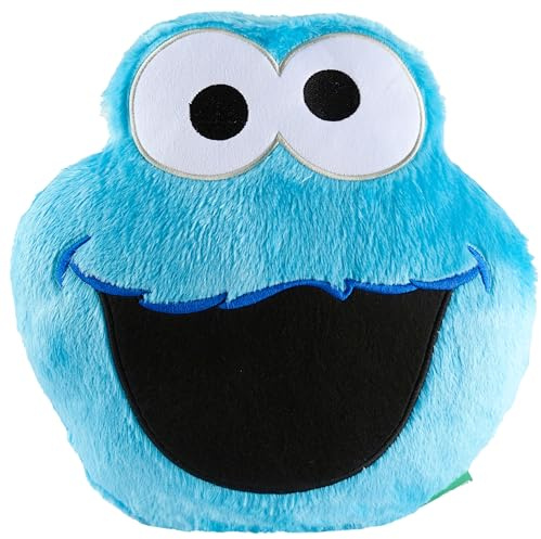 Get Trend Sesame Street Cookie Monster 3D Plush Cushion for Sofa & Bed, Cute Hugging & Cuddle Cushion for Kids & Toddlers, Bedroom Plushie Kids Gifts (Blue Cookie Monster, L31.5 x W31)