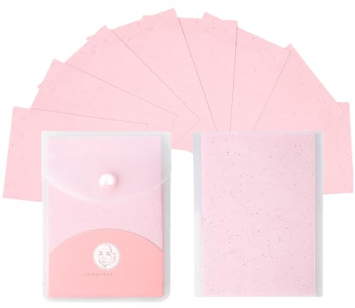 Natural Rose Extract Oil Blotting Papers for Oily Skin & Makeup Touch-Ups - Large 10x7cm Portable Absorbent Sheets, Reusable Case for Daily Facial Care & Shine Control, 160 Pack, Matte Finish
