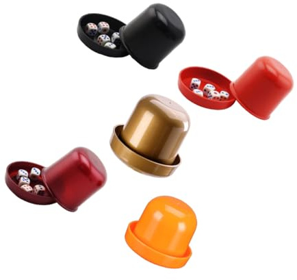 MOLUCKFU Lot De 5 Sets De Gobelets à Dés Épais Anticasse avec 5 Dés Colorés pour Jeu Amusant Ktv Bar, Tasse Anti-triche, Accessoire Jeu De Société, Set 5 Pièces