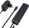 USB 3.0 Hub mit Netzteil,VEMONT 7 Ports USB Hub Aktiv USB Verteiler 5Gbps und Einzelne EIN/Aus-Schalter 1,2m langes Kabel für Apple MacBook Air/Pro/Mac mini/iMac/MacPro/PC/Laptops und Ultrabooks