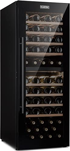 Klarstein Cantinetta Vino, Cantinetta Vino Refrigerata a Zona Doppia per Interno/Esterni, Frigo Bar, Cantina Vino con Vetrina, Mini Bar con Protezione UV, Frigo Vino Touch, 5-20°C, 77 Bottiglie