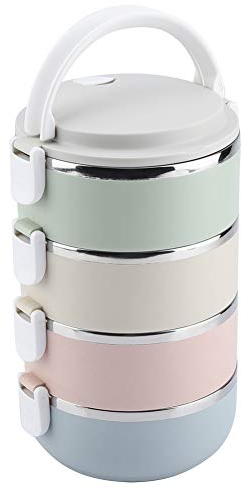 Solomi Thermal Lunch Box - Edelstahl Tragbare Thermal Bento Box (3 Typen) (Größe : 4 Layers)