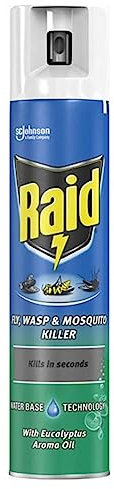 Raid Wasp, Mosquito and Fly Killer with Eucalyptus Aroma Oil Aerosol Spray 300ml