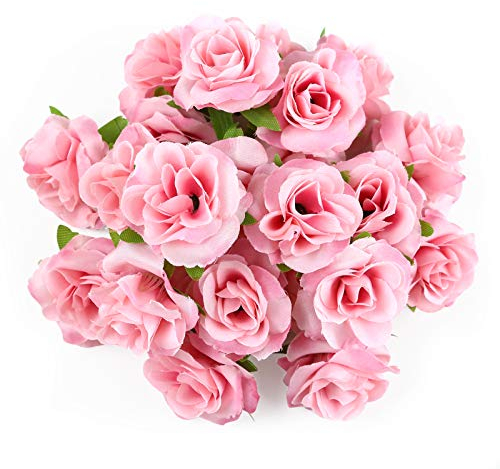 Kesote 50x Künstliche Blumenköpfe Blütenköpfe Kunst Blumen Rosen Köpfe für Hochzeit Party Deko DIY (Ø 4cm, Rosa)
