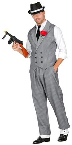WIDMANN 10250 Adult Gangster Costume, Waistcoat, Trousers, Pinstripe Suit, Mafia Boss, Theme Party, Carnival, Multicoloured, XXL