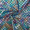FINGERINSPIRE Meerjungfrau Spandex 100x150cm 4-Wege-Stretch Hologramm Fischschuppen Glitzer Fischschuppen Tuch Drachenschuppen mit bunten Regenbogenstreifen Für DIY-Nähen