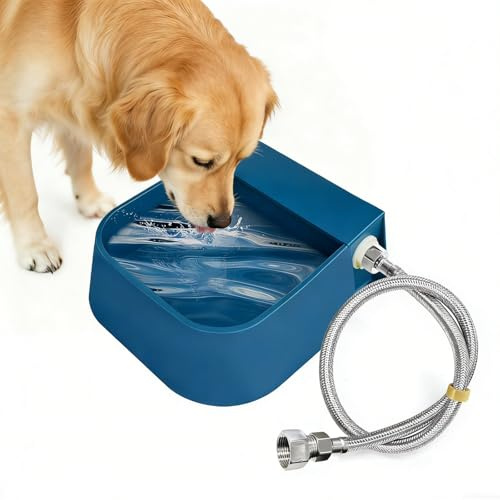 Enjoying Automatic Dog Water Dispenser with 59 Metal Water Pipe, Auto Fill Dog Water Bowl for 3/4 or 1/2 Male End Faucet, Large Automatic Waterer for Dogs Cats Chicken Pigs Livestock