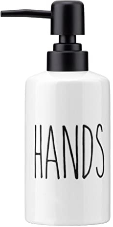 FE Hand Soap Dispenser, 10oz Ceramic Soap Dispenser for Bathroom with Plastic Pump(Hands)