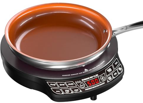 Nuwave PIC Flex - Placa de inducción compacta, portátil, potente con sartén antiadherente Duralon de cerámica saludable de 9 pulgadas