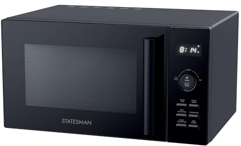 Statesman 30L 900W Black Digital Combination Microwave Grill & Air Frying with Stainless Steel Interior - 6 Power Levels, 10 Auto Cooking Programmes, 95 Minute Timer - SKMC0930SB