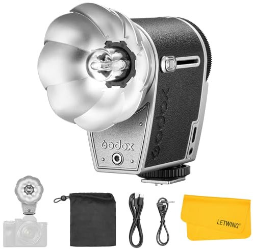 Godox Lux Cadet Rétro Caméra Flash, Modes Automatique et Manuel, 7 Niveaux de Puissance de Flash, Contrôle Optique S1/S2, Compatible avec Canon Sony Nikon Fujifilm Olympus Panasonic Caméra