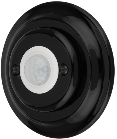 Unterputz Porzellan Retro LED Bewegungsmelder, All-in-One, Serie PR1 schwarz