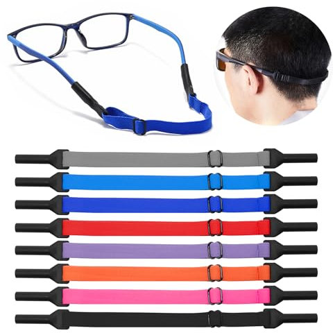 TENTHPEO 8 Stück Brillenband, Verstellbarer Sportbrillenband, Anti Rutsch für Brillen Schnur, Brillenband Herren Damen für Sportbrille Sonnenbrille Lesebrille Brille Schutzbrille