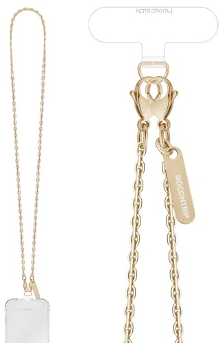 ROCONTRIP Phone Chain Crossbody Phone Strap with 2 Tether Tabs Detachable iPhone Lanyard Chain for All Phones Premium Metal Buckles,Non-rust,Unbreak Cellphone Neck lanyard for Travel Essentials