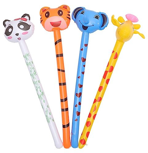 Toyvian Aufblasbares Tier-stick-spielzeug-set 4-teilig Pvc Tierballons Für Kinder Lustige Dekoration Für Partys