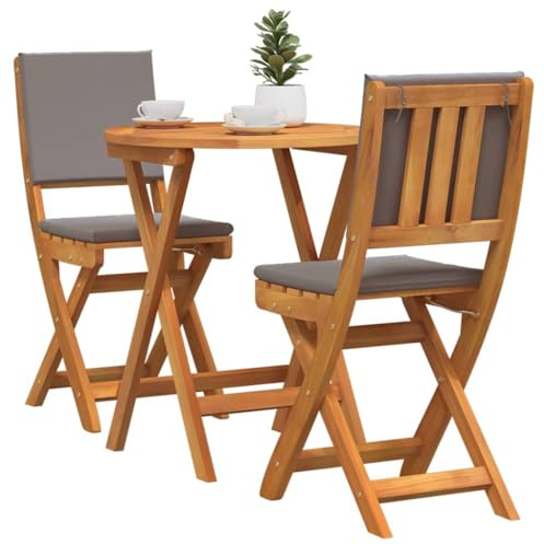 vidaXL Ensemble bistrot 3 pcs Huile Naturelle Bois d'Acacia Massif, Mobilier Moderne de Jardin, Ensemble Compact de Table et chaises, idéal pour Repas en Plein air, détente assurée
