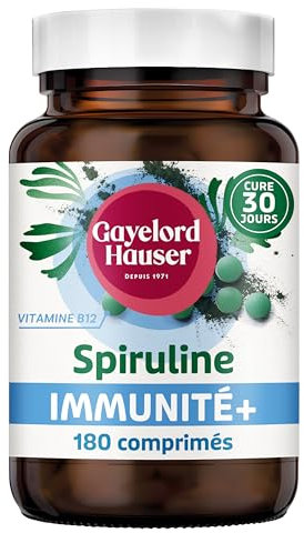 GAYELORD HAUSER – Comprimés Immunité plus à la Spiruline BIO – Soutient les Défenses Naturelles – Riche en Vitamine B12 – Cure de 30 Jours – 180 Comprimés – 90 g