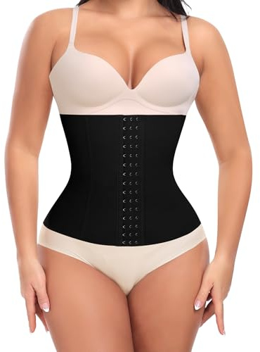 Werena Women Waist Trainer Corset Shapewear Tummy Control Body Shaper Back Support Steel Boned Waist Cincher Hourglass Slimming Belt Girdle (28CM,Black,M)