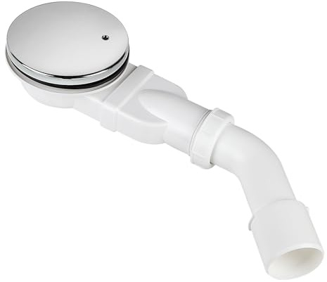 SWAWIS Piletta da Doccia Ø 90mm con Gomito di Scarico DN40/50 mm – Materiale ABS, Dotato di Sistema Anti-Odori e Filtro per Capelli, Coperchio Cromato, per Piatto Doccia, Portata 40 L/min