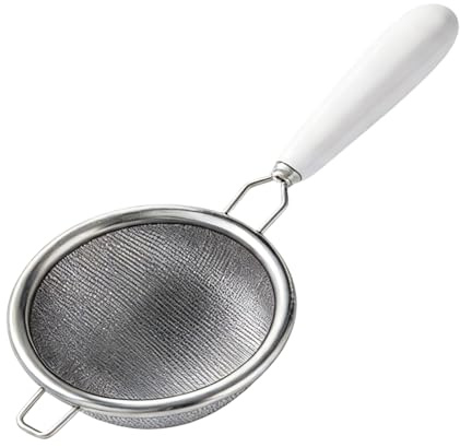 Ceramic Handle Fine Mesh Tea Infuser with Hook - Stainless Steel Strainer for Loose Leaf Tea, Flour & Spices, Easy Clean Kitchen & Tea Accessories
