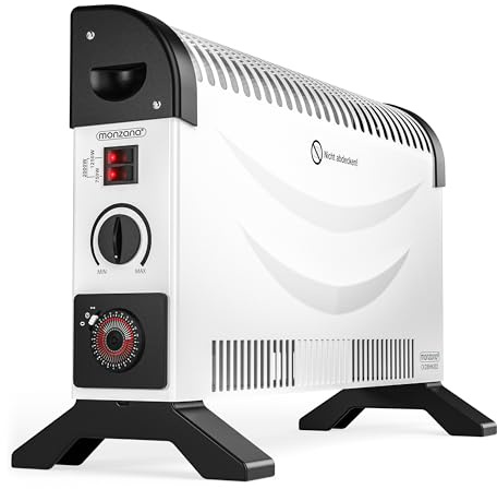 MONZANA® 2000W Convector Heater with 24h Timer | Free Standing & Wall Mounted Electric Heater, Thermostat & 3 Heat Settings – Portable, Energy Efficient Room Heater for Home, Office & Bedroom