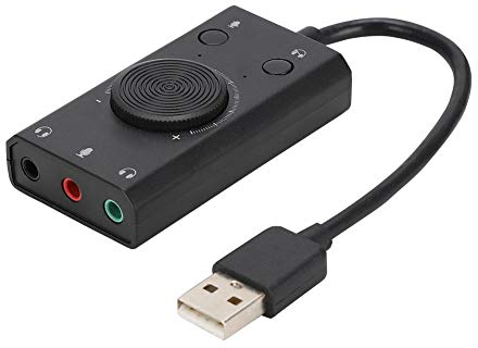 Wendry Scheda audio esterna, adattatore audio USB per scheda audio stereo esterna con jack per cuffie e cuffie da 3,5 mm, scheda audio multifunzione USB con indicatore