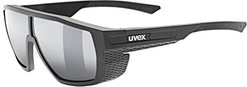 uvex polarized sports sunglasses for hiking/running/cycling with UV protection, for women & men, mtn style P, black matt/silver, one size