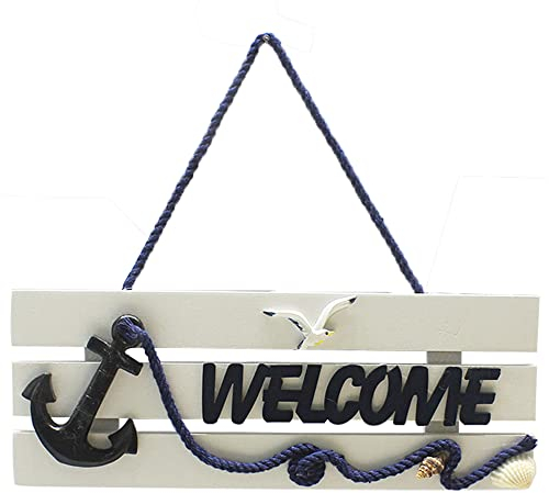Placa de Bienvenida, Cartel de Madera para Colgar Welcome, Cartel de Bienvenida de Madera, para Cuelgue en la Puerta Principal, Ventana, Jardín, Pared, Sala de Estar, Bar, Oficina