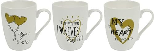 MAURY'S SET 3 TAZZE MUG LOVER DA CAPPUCCINO CON CAPIENZA 350 CC E DECORO ASSORTITO