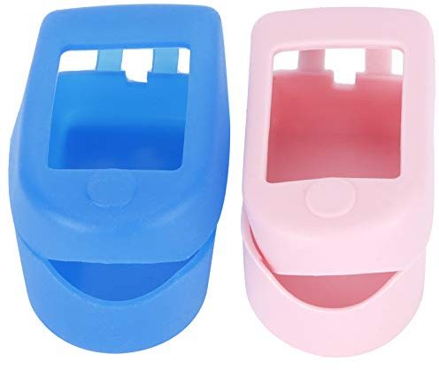 BAOFUYA 2 Teiliges Fingerspitzengehäuse, Tragbarer Silikon Fingerspitzen Pulsmonitorschutz für Reisen Nach Hause (Blau+Rosa)