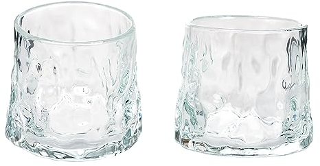 Invero Set of 2 Rocking Whisky Glasses 180ml - Beautiful Design Tumblers - Ideal Fun Novelty Drinking Glass for Home Bars, Pubs and more