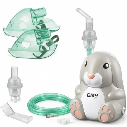 E.M.Y. Design MISS BUNNY - Aérosol pour enfants et adultes, dispositif médical de classe IIa, certifié CE et FDA, nébuliseur à piston puissant avec accessoires et sac
